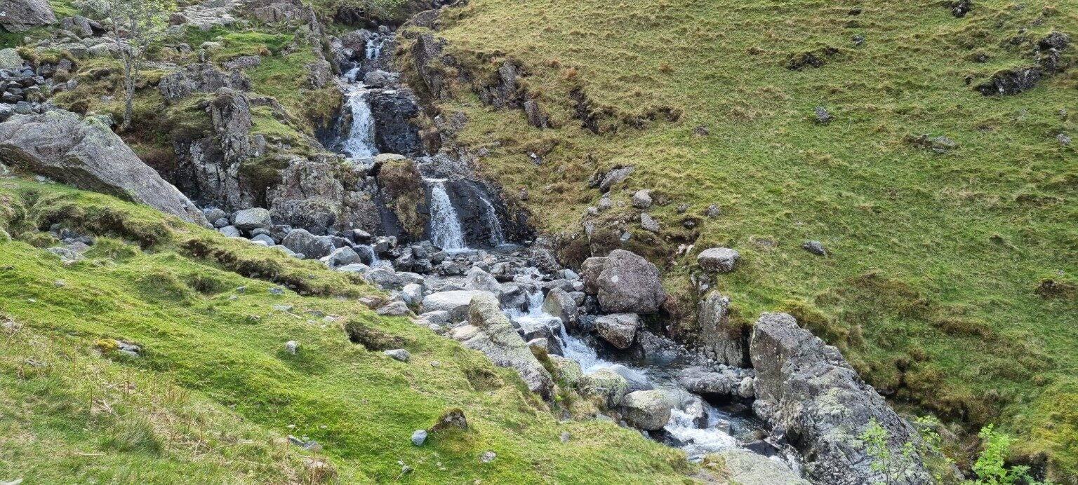 A tumbling mountain stream on the route to Scafell Pike